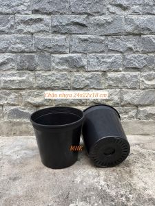 Chậu Nhựa Cứng 24X22 (Cm) Thakico màu đen !