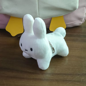 Sitting Miffy Rabbit Plush Pendant Doll Cute Bunny Doll Keychain Cartoon Backpack Decoration Toy