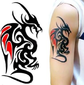 Tattoo Temporary Tato Temporer Tahan Air Anti Air Seri Naga Merah Ukuran KECIL
