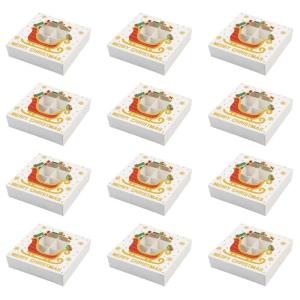 กล่องลูกอมคุกกี้กระดาษ12ช่องกล่องของขวัญช็อคโกแลตคริสต์มาสสำหรับงานแต่งคริสต์มาส12ช่อง