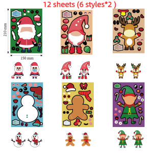 Cute Kids DIY Christmas Stickers Puzzle Birthday Gift Goodie Bag Christmas Gift