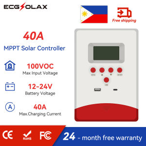 ECGSOLAX MPPT 40A Solar Charger Controller 12V/24V Auto Solar Controller with LCD Backlit Display