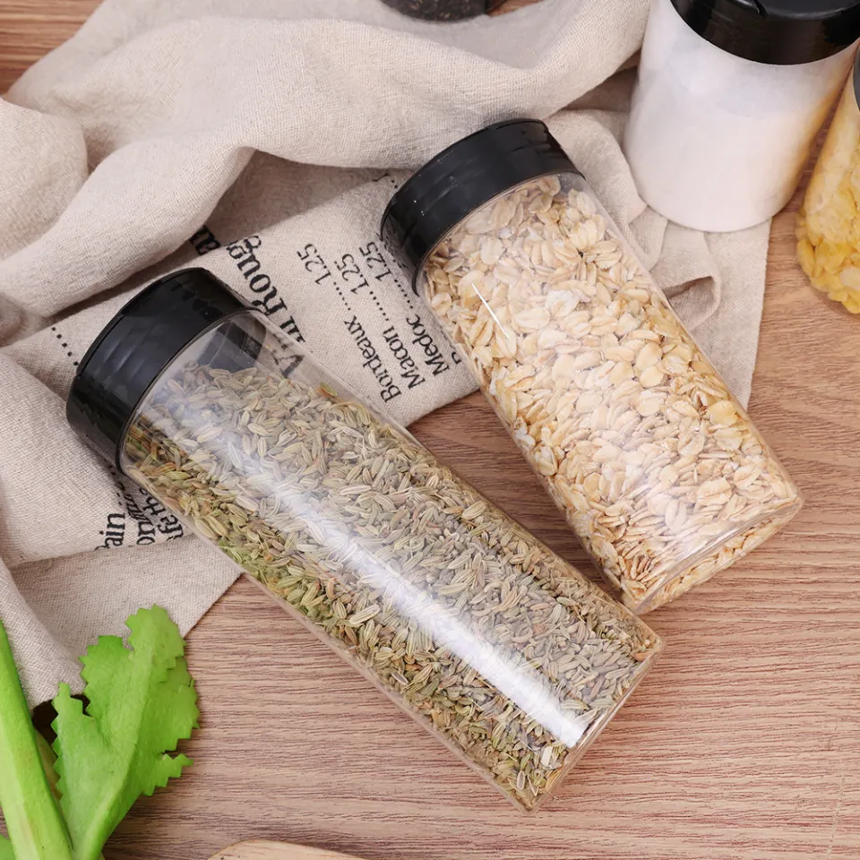 10PCS Clear Plastic Spice Bottles Jar with Shaker Lids Salt Seasoning Jars  Barbecue Condiment Bottles Kitchen Storage Jars Spices