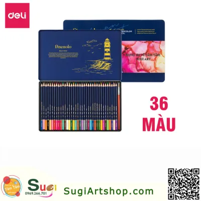 Bút Chì Màu NƯỚC Hộp Thiếc Deli Finenolo- C129 Màu sắc tươi sáng dễ dàng thao tác tô chồng màu