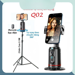 Gimbal Chống Rung Cho Điện Thoại Gimbal AI Q02 xoay 360 độ Chân quay điện thoại thông minh tích hợp đèn trợ sáng Điều khiển từ xa bằng bluetooth