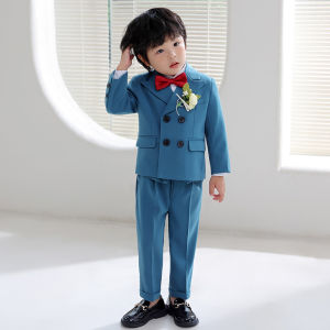 2PCS Suit Set For Kid 2025 Stylish Birthday Wedding Children Performance Dress Formal Boy Blazer