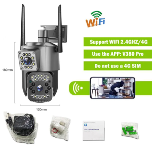 V380 Pro Dual Lens CCTV Camera 8MP WiFi/4G Outdoor Waterproof Automatic Tracking Human Detection Night Vision Two Way Audio 360° Remote Surveillance Camera