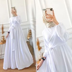 Gamis Lebaran Wanita Terbaru 2026 dress kondangan Aleta Maxi Dress Gamis Putih simple dan elegan