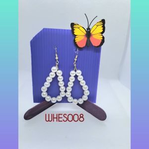 WHES008 Handmade Earring White Pearl (1) 手工耳环白珍珠 (1)