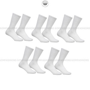 Combo 5 đôi vớ nam nữ cổ cao trơn màu tất cổ cao trắng đen chất liệu cotton dày dặn thoáng mát co giãn êm chân - GOM-KLB-TRONCAO-CB5