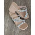 Dép nữ cao gót - đế PU cao 6 phân - 3 quai xoàn  - ( MS. 11 ) DéP Shoes GiàY Jean. 