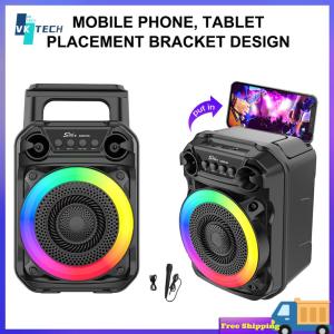 [ VKTECH ] Portable Speaker Stereo Sound Outdoor Speaker RGB Lights with Microphone Suitable for Home Theater Outdoor Dance Party