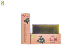 [CHÍNH HÃNG] Xà Phòng Thảo Dược Tía Tô HTX Sinh Dược xà bông thiên nhiên -100g