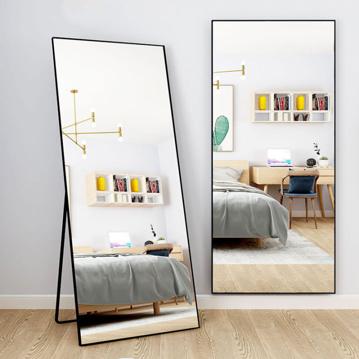 【Warranty】European style mirror Floor mirror Simple mirror Standing Long Mirror full length mirror motor mirror home mirror with stand Standing Cermin Dinding Besar Modern Nordic 150x37cm OOTD Full Body Standing Long Mirror Sta