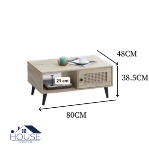 MYHOUSE STYLO Coffee Table Natural Oak Natural Color 80cm 1 Door Kopi Meja Living Room Furniture