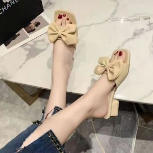 [Free Shipping] 2026 New Style Versatile And Elegant Stiletto Heel Sandals With A Bow High-Heeled Slippers For Women Suitable For Outdoor Wear In Summer