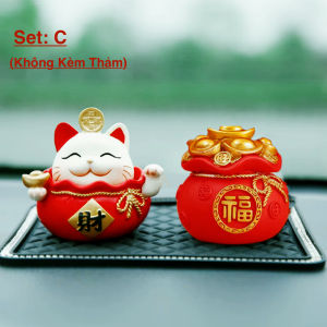 Set Mèo Thần Tài - Decor Trang Trí Ô Tô Xe Hơi Taplo