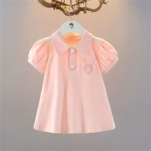 AILEBE Kids Dresses Korean A-Line Short Sleeve Summer Dress Cute Everyday Wear Lightweight Polyester Lining OOTD Pambahay For Baby Girls 0-13 Years