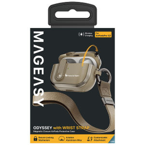 Mageasy Odyssey with Wrist Strap Magnetic Closure Protective Case compatible for AirPods Pro 1/2