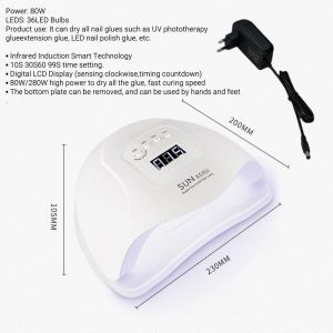 Homepeas® 280W Nail Dryer Light Gel Polish Curing Nail Lamp