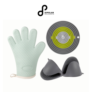 Set Gang Tay Nhấc Nồi Lót Ly Silicon Chịu Nhiệt DIPOLAR Chống Nóng Trơn Trượt Tiện Dụng Trong Nhà Bếp - COMBO01
