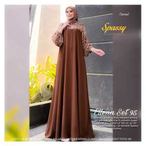 Ellena Set Hijab by Spassy x Dumma / Gamis Maxi Dress Setelan Jilbab / Bahan Ceruty Babydoll Full Furing / LD 120 PB 140