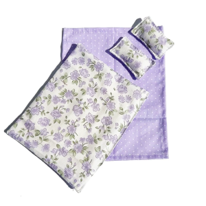 1/12 Miniature Bedding Set with Pillow and Quilt Sheet For Doll House Bedroom Display And Craft Model Project Decors