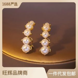 925 Silver Needle Exquisite Pearl Earring Gold Retro High-End Feeling Ins Style Earring For Women Jewelry Fashion