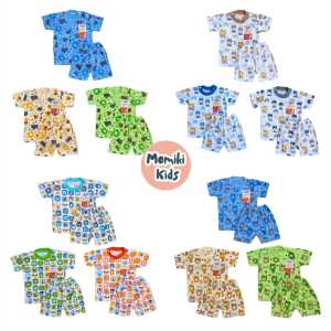 Baju Bayi Setelan Oblong Pendek 3 Setel  Usia 3-15 Bulan Motif Banyak  Bahan Lembut dan nyaman