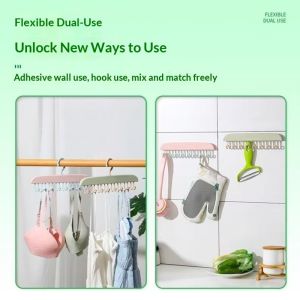 JJT Flexible Dual-Use Wall-Mounted Hanger for Bras Underwear & Kitchen Tools - No Drilling Needed