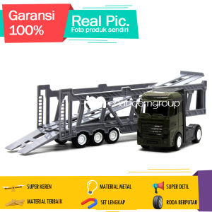 Diecast Miniatur Mainan Mobil Truk Kargo Towing Kontainer Metal