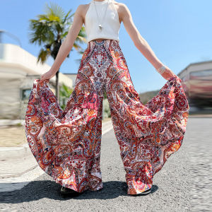 Kids Girl Bohemian Skirt Style Pants For Beach Summer Vacation Trousers Clothing Children Quick Dry Wide Leg Ruffle Board Pants h260702