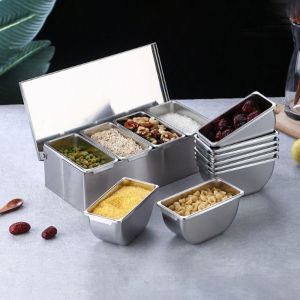 LIVELYN 3/4/5/6 lưới Hộp gia vị Thép không gỉ có nắp Hộp đựng gia vị Dày hơn Nước mắm Hộp lưu trữ đồ dùng nhà bếp Hộ gia đình