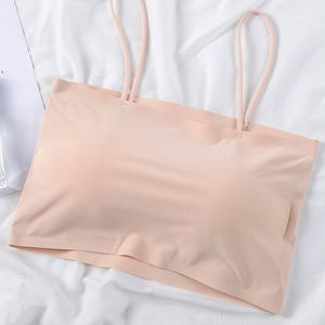 INTIMA Summer Ice Silk Wrap Chest Korean Tube Top for Women Girl Students Sling Vest Camisole Seamless Removable Chest Pad Suitable for Weight 35-58kg