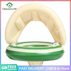 Baby Swimming Ring Inflatable Swim Ring with Detachable Sunshade Toddlers Pool Float Leakproof for Summer Pool Party