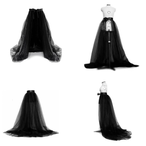Detachable Wedding Train Only Length 49" Wedding Maxi Tulle Skirts Floor Length Overskirt for Bridal Party