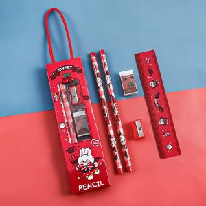 Set Alat Tulis Sekolah 5 in 1 Karakter Lucu / 5Pcs Set Alat Tulis Pensil Motif Kartun Lucu / Stationery Set 5 In 1