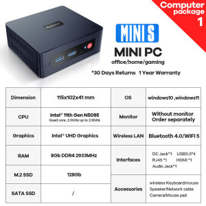 Mini Desktop office computer intel N5095/i5 7200U/i7 10875H AMD Ryzen 5 processor Built-in Bluetooth/Wifi.16Gb DDR4 1TB M.2 SSD 32inch Narrow Border Monitor Home Office Games Multipurpose PC full set