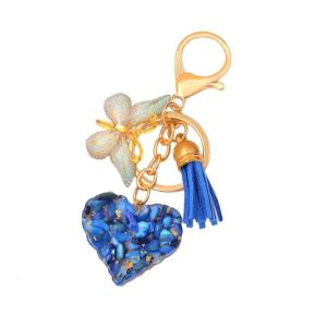 Heart Keyring Creative Car Key Chain Lovely Butterfly Keyrings Hanging Ornaments Sequins Filled Resin Bag Charm