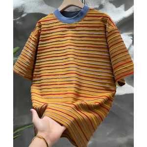 Áo Thun Nam Ngắn Tay Ren Màu Sắc Cổ Tròn Rộng Rãi Thoải Mái Mùa Hè Phong Cách Casual Dễ Phối Đồ Mềm Mại Tiện Lợi Và Thời Thượng