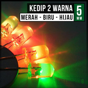 10PCS LAMPU LED FLASH KEDIP SENDIRI RGB 5MM 5 MM 2 WARNA DISKO DISCO BENING PELANGI MERAH BIRU HIJAU TRANSPARAN