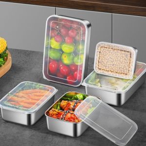 304 Stainless Steel Fresh Keeping Box with Cover Food Storage Container Stainless Lunch Box