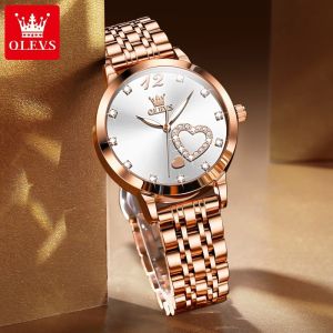 OLEVS 5189 Sweet Style Girls Quartz Watch Stainless Steel Material Milanese Watch Strap WristWatches Waterproof Watch
