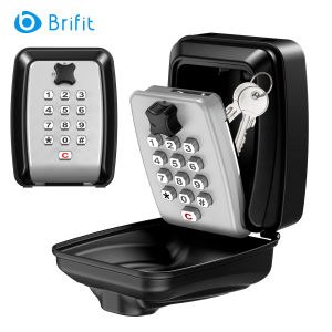 Brifit Hộp khóa phím mật khẩu nút Hộp lưu trữ phím dung lượng lớn có vòng treo Mã có thể đặt lại bàn phím 9 chữ số Hộp khóa bảo mật treo tường chống gỉ/chống thấm nước dành cho gia đình ngoài trời