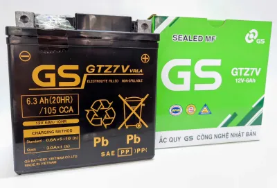 Bình ac quy GS GTZ7V GS khô 12V6.3AH SH (Nhập) LEAD ( đời trước 2010) Dylan NVX 155