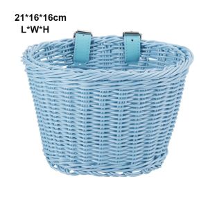 DFGFIN Rattan Wicker Kids Bike Basket with Belt 181412cm/211616cm Retro Woven Bicycle Basket 10 Colors Rattan Wicker Bicycle Storage Bag Bicycle Accessories
