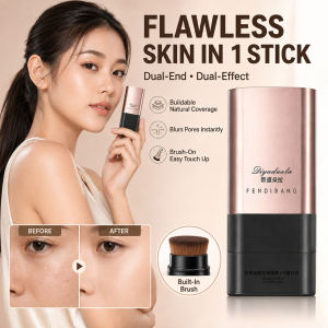 Dual-Ended Foundation Stick With Brush Head Invisible Flawless Foundation Cream Portable Beauty Stick Professional Makeup Essentials