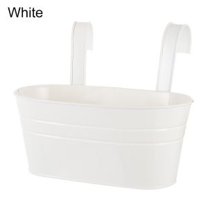 1*Flower Pot Oval Metal Plant Flower Pot Fence Balcony Garden Hanging Planter Pots Home Decor