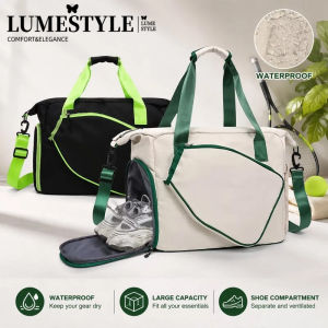 Waterproof Tennis Racket Bag Large Capacity Gym Duffle Shoulder Bag With Shoe Compartment Oxford