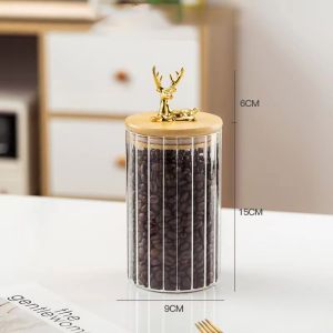 Elk Snack Toples Kaca Tempat Penyimpanan Snack Mewah/Toples Makanan Serbaguna/Toples